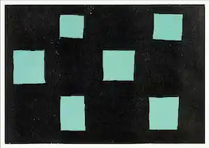 Günther Förg - Sechs Rechtecke, 1991, Holzschnitt auf strukturiertem Bütten, signiert verkauft für € 450!