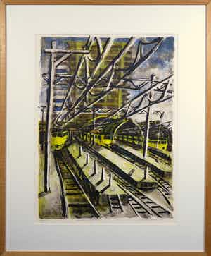 Jeroen Hermkens - Litho, Utrecht Centraal Station - Ingelijst verkocht voor € 1!