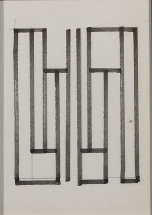 Siep van den Berg - Lot van twee pentekeningen, Abstracte compositie - Ingelijst kopen? Bied vanaf 1!