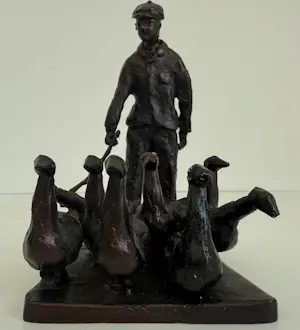 Piet Brouwer - metalen sculptuur | 'n Gaanzendriewer' | 1997 kopen? Bied vanaf 450!