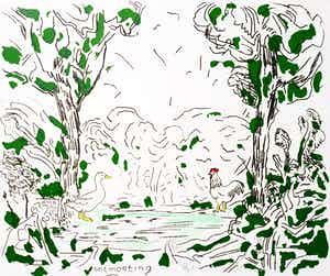 Pieter Holstein - Ontmoeting, ingekleurde ets verkocht voor € 45!