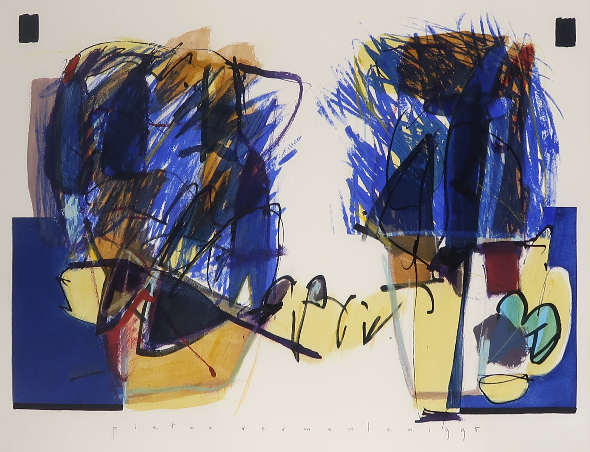 Pieter Vermeulen - Gemengde techniek op papier, Z.T. - Ingelijst kopen? Bied vanaf 1!