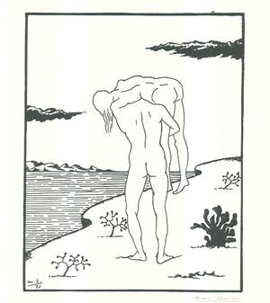 Marc Eemans - Handgesigneerde lithografie: Badende kopen? Bied vanaf 15!