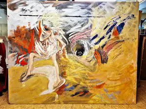 Diana Lekkerkerker - Indrukwekkend (160x200cm!!) olieverf "impressions of a happy childhood" kopen? Bied vanaf 1!
