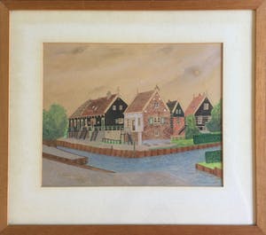 Daniel Cornelis Kerkhoven - Beeld van Marken | Gouache/tekening (ingelijst) kopen? Bied vanaf 35!