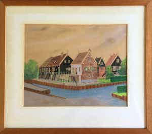 Daniel Cornelis Kerkhoven - Beeld van Marken | Gouache/tekening (ingelijst) verkocht voor € 35!
