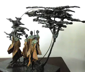 Marianne Houtkamp - "Ochtendgloren".Kapitaal beeld met pracht patina. kopen? Bied vanaf 4750!