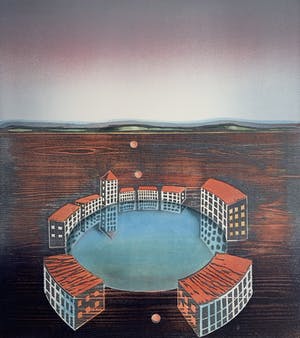 Willem de Vries - Houtsnede - 'Settlement' - 1999 (Kleine oplage) kopen? Bied vanaf 70!