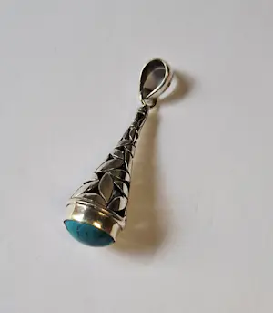 Nieuwe zilveren Byzantijnse Bungel hanger, met Turquoise kopen? Bied vanaf 65!