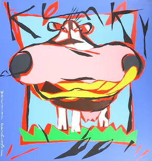 Jeroen Gerlofsma - Acryl op doek, Kinkie Koe - Ingelijst kopen? Bied vanaf 50!