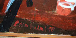 Leen Kriens - De trein van 5.27 - groot schilderij: olieverf op doek 1978 kopen? Bied vanaf 250!