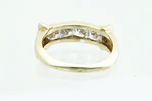 90- Apart vormgegeven 14 Krt gouden fantasie ring met  4 princess cut zirkonen kopen? Bied vanaf 140!