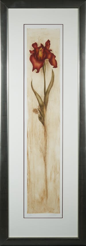 Bernd Lehmann - Ets, Bloem (Rood) - Ingelijst kopen? Bied vanaf 35!