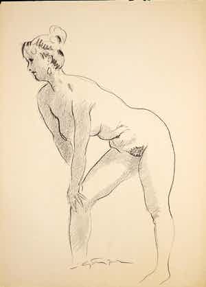 Jan Sluijters (jr.) - Tekening, Leunend naakt verkocht voor € 40!