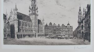 Niet of onleesbaar gesigneerd - stadsgezicht Brussel - E. Constant ? kopen? Bied vanaf 1!