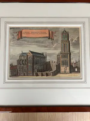 Pieter Devel - handingekleurd en uniek: Domkerk en Domtoren te Utrecht ca. 1730 kopen? Bied vanaf 229!