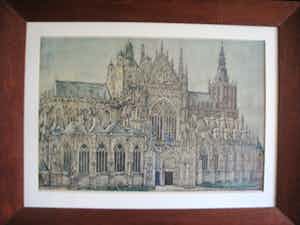 Cornelis Brandenburg - Kleurenlithografie van de Kathedraal Sint Jan in Den Bosch verkocht voor € 10!