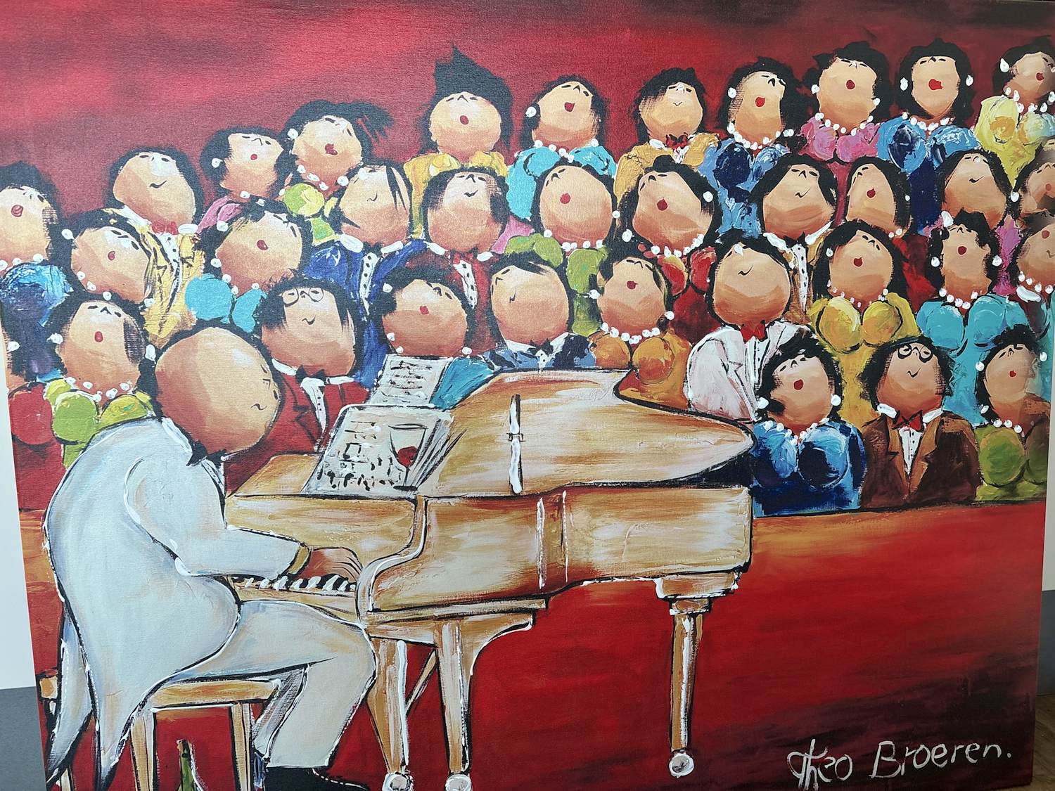 Theo Broeren - Glicée met Acryl op doek “ Pianoconcert “ (ZEER GROOT) kopen? Bied vanaf 145!