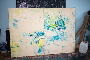 Dominik Smolik - Diptych Naples Yellow Red Light Impasto kopen? Bied vanaf 1!