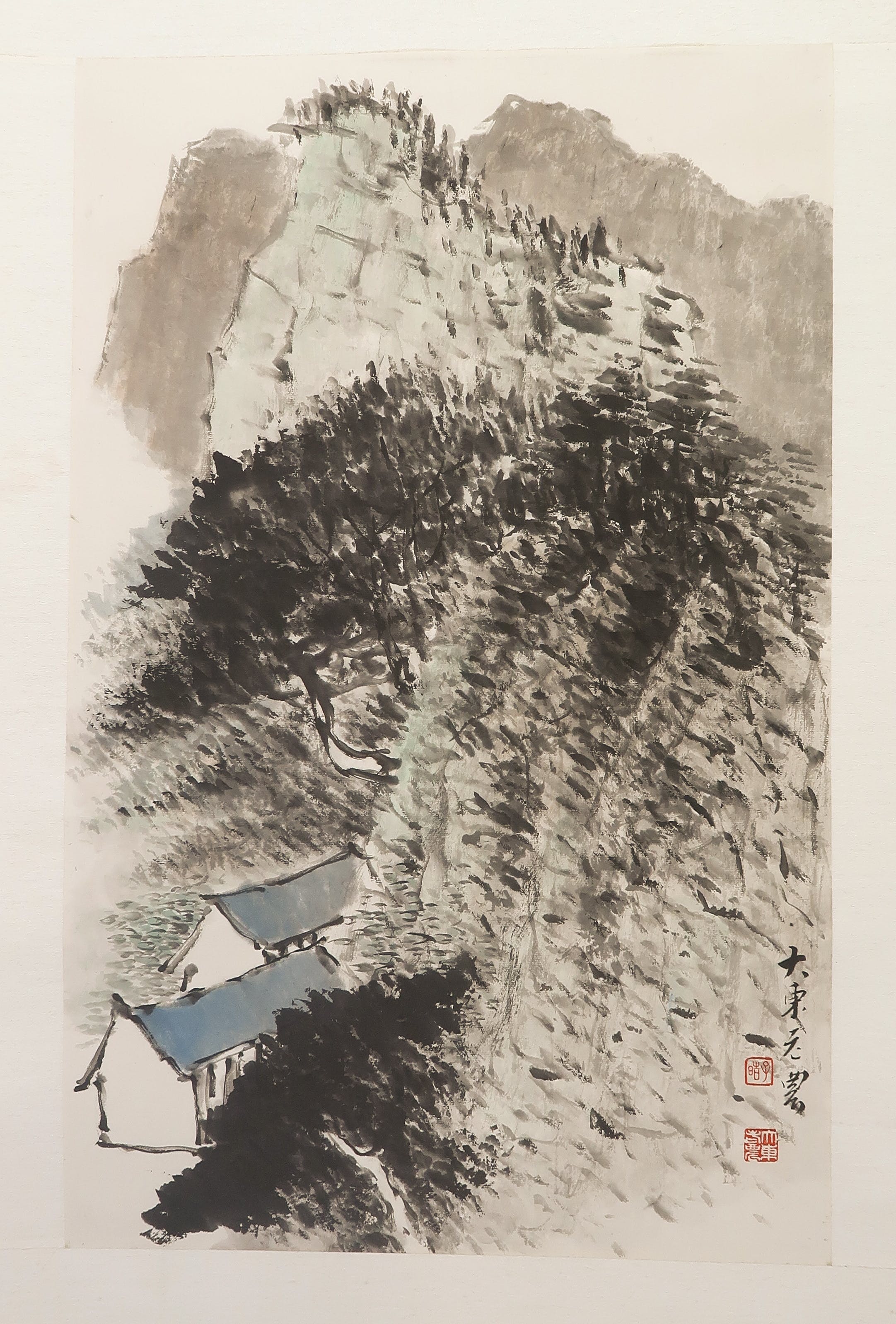 Niet of onleesbaar gesigneerd - Penseeltekening op zijdepapier, Rolschildering met Chinees landschap kopen? Bied vanaf 1!