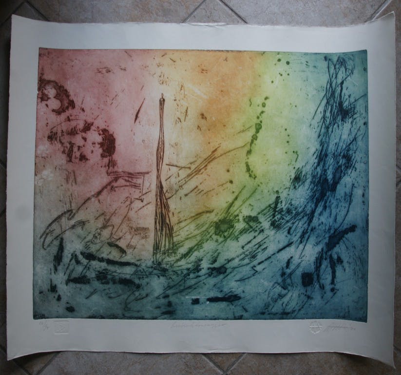 Ad Arma - Laatste x! Ad Arma - "Gedichtenvanger" - zeer grote ets uit 1992 - oplage 75 ex. kopen? Bied vanaf 1!