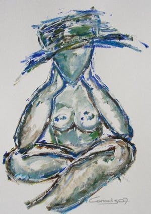 Niet of onleesbaar gesigneerd - dame met hoed kopen? Bied vanaf 10!