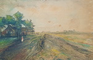 Niet of onleesbaar gesigneerd - landschap met huis, kopen? Bied vanaf 1!