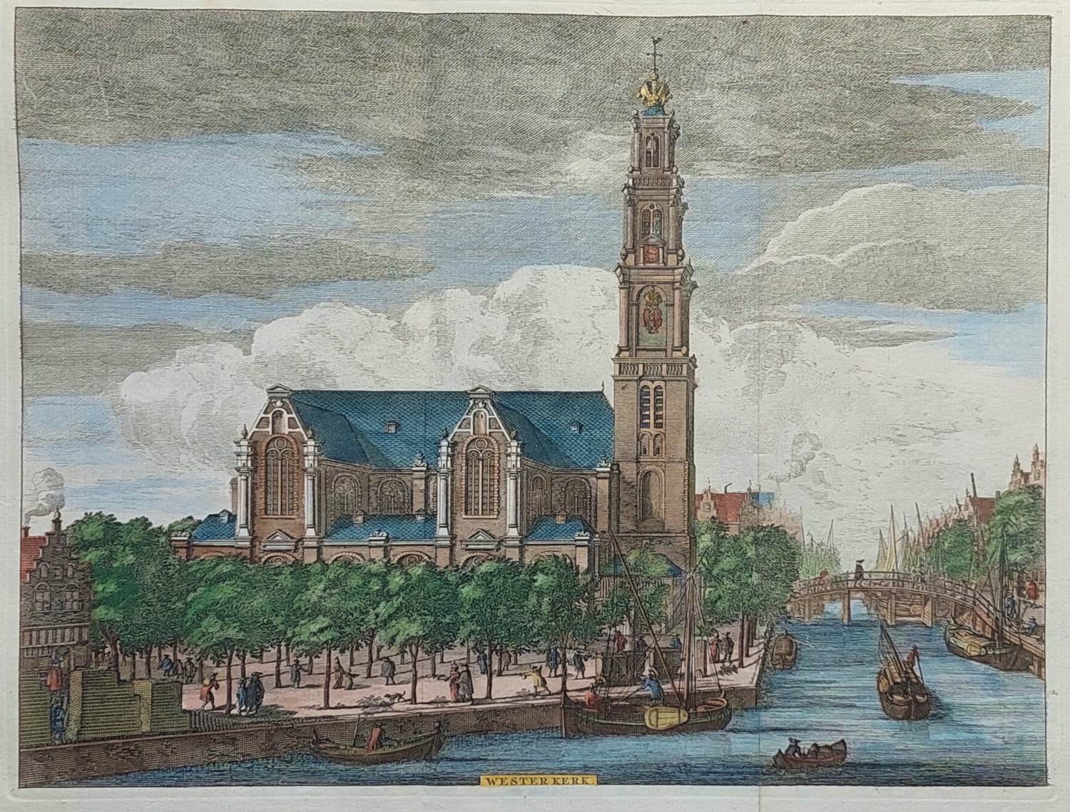 Isaac Tirion - Amsterdam Westerkerk Wagenaar Oude Gravure Stadsgezicht 1760 kopen? Bied vanaf 65!