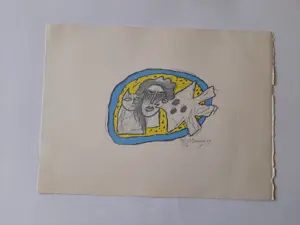 Corneille - Zeefdruk, Chat, femme et oiseau kaufen? Bieten Sie von 80!