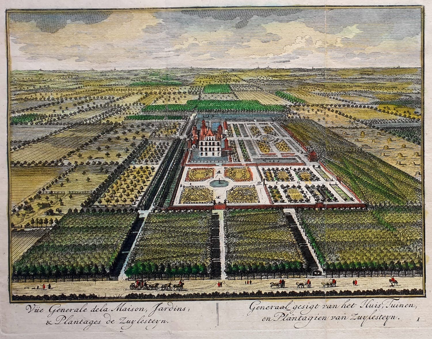 Isaac Tirion - D. Stoopendaal Oude Gravure Kasteel Zuilenstein Leersum verkocht voor € 25!