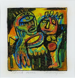 Henk Vierveijzer - Gemengde techniek op papier, Think twice - Ingelijst kopen? Bied vanaf 1!