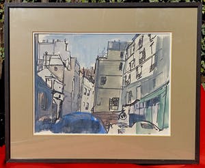 Frans Hollaardt - Stadsgezicht, tekening/aquarel (netjes ingelijst) kopen? Bied vanaf 1!