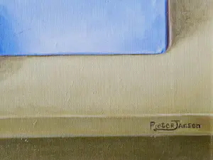 Pieter Jansen - Magnifiek realistisch geschilderd olieverf "ballet spitzen op blauwe doos" gesig kopen? Bied vanaf 278!