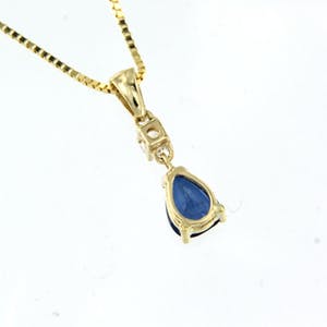 14K Goud - geelgouden collier met saffier en diamant kopen? Bied vanaf 195!