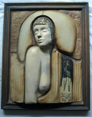 Klaas de Boer - & Reinier den Adel : Reliëfbeeld van keramiek , Keramisch tableau - 1983 kopen? Bied vanaf 500!