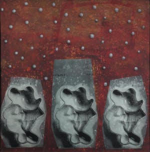 Jan Bollaert - Gemengde techniek op board, 3 Mickey tranen - Ingelijst (Groot) kopen? Bied vanaf 1!