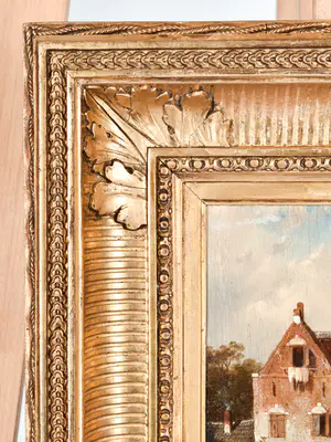 Charles Leickert - Stadsgezicht in de zomer - Ingelijst kopen? Bied vanaf 3950!