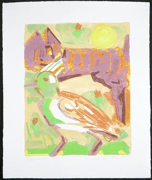 Xandra Donders - Litho, Leeuwenpaar kopen? Bied vanaf 1!