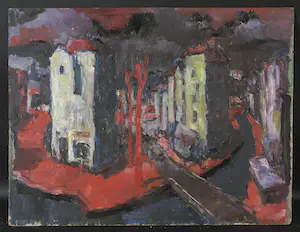 Harmen Klaas Post - Olieverf op board, Stadsgezicht - board kopen? Bied vanaf 100!