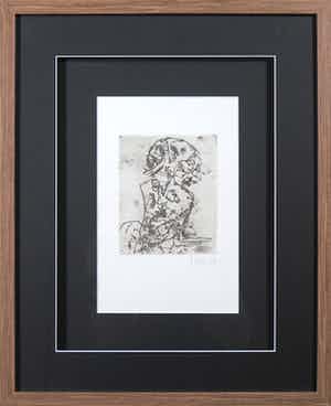 Asger Jorn - Ets en droge naald op handgeschept Japon, Friedhof der Maulwürfe - Ingelijst verkocht voor € 1!