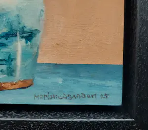 Marian van der Sanden - 2x stilleven oud chinees gemberpotje met sneeuwbesjes en twee kannetjes kopen? Bied vanaf 395!