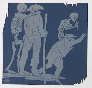 Detlef Willand - Holzschnitt, Pilger und Tod (Kalender November) kopen? Bied vanaf 1!
