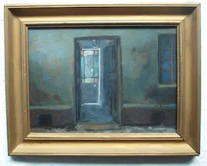 Niet of onleesbaar gesigneerd - 5 Gesigneerde ingelijste schilderijtjes / gouaches , De Ingang / Entree – 1996 kopen? Bied vanaf 1!