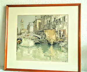 Hans Figura - Farb Radierung Aquatinta auf Seide Brücke in Venedig 50er Jahre handsigniert kopen? Bied vanaf 220!