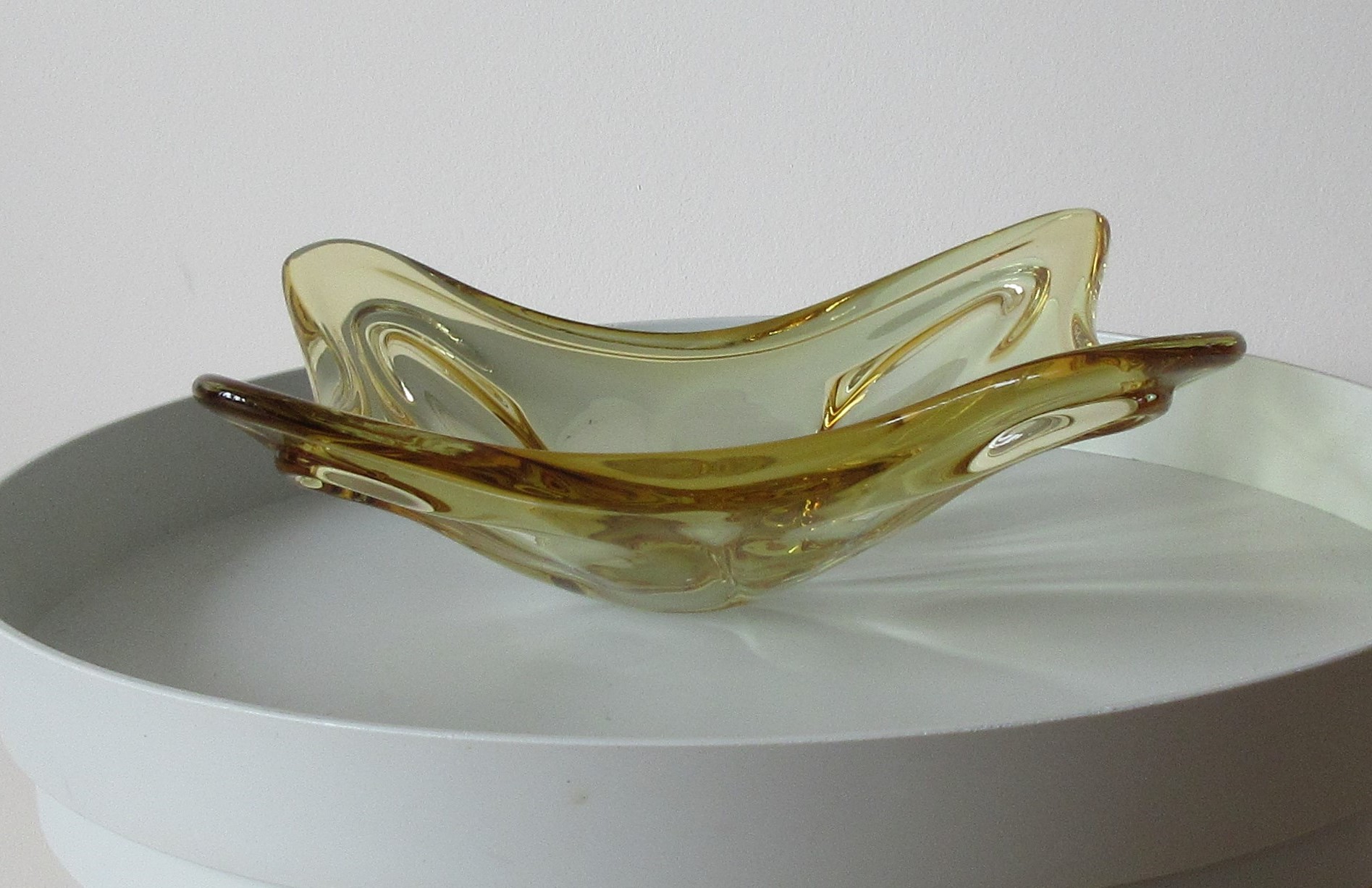 Seguso - Murano fifties amber glazen lens schaal kopen? Bied vanaf 30!