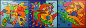 Simon & Bruno - Acryl op doek, Drieluik kopen? Bied vanaf 80!