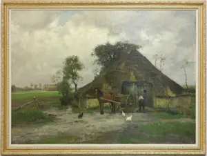AcheterFedor van Kregten - Olieverf op doek, Landschap met boer en paard en wagen - Ingelijst (Zeer Groot)? Enchérissez de 450!