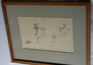 Hans Konings - Ingelijste tekening , “Meeting on a Chair” kopen? Bied vanaf 35!