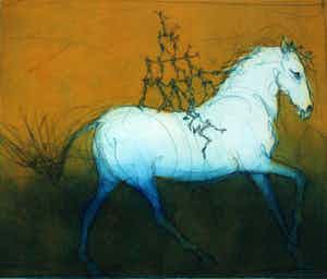 Ronald Tolman - Ets: Groep kleine acrobaten te paard- 1996 (kleine oplage van 20 stuks) verkocht voor € 175!