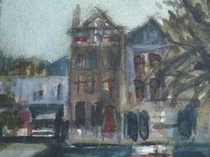 Dineke van Tongeren - Gouache , Stadsgezicht – gesigneerd & ingelijst – 1972 kopen? Bied vanaf 40!
